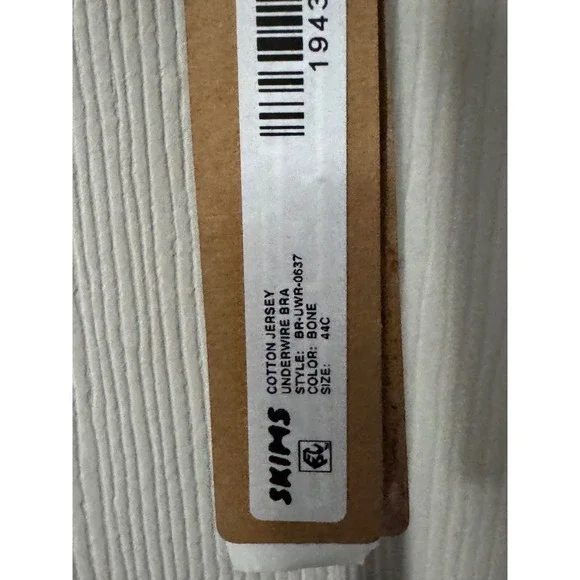 SKIMS Cotton Jersey Underwire Bra T-Shirt Everyday Support Bone 44C - Picture 5 of 7